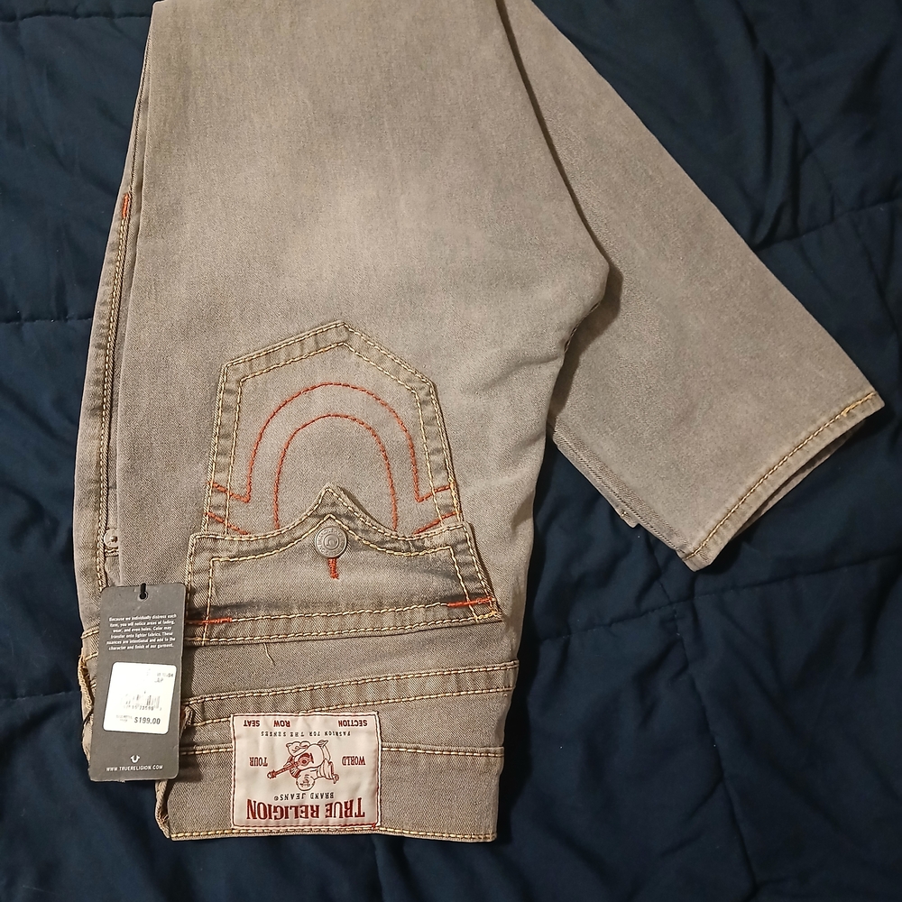 True Religion Men's Light Gray Relaxed Jeans